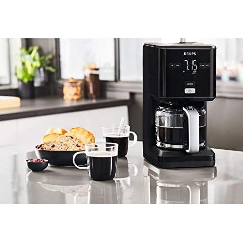  [아마존베스트]Krups KM6008 Smartn Light Filter Coffee Machine | intuitive display | 1.25 L capacity for up to 15 cups of coffee | auto-off function | anti-drip system | 24-hour timer | black