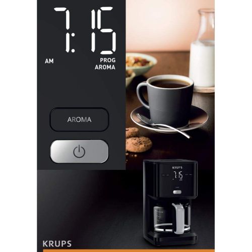  [아마존베스트]Krups KM6008 Smartn Light Filter Coffee Machine | intuitive display | 1.25 L capacity for up to 15 cups of coffee | auto-off function | anti-drip system | 24-hour timer | black