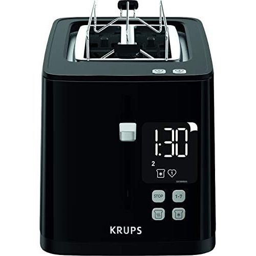  [아마존베스트]Krups KH6418 Smartn Light Toaster, Two Slice Toaster, Digital Display, 7 Browning Levels, Removable Crumb Drawer, Countdown, Lifting Device, Black