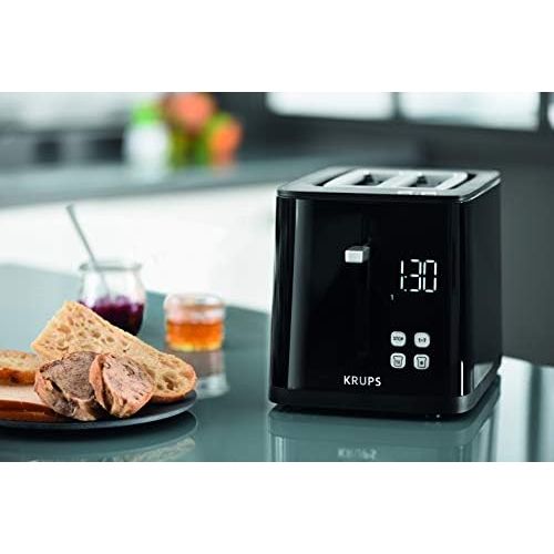  [아마존베스트]Krups KH6418 Smartn Light Toaster, Two Slice Toaster, Digital Display, 7 Browning Levels, Removable Crumb Drawer, Countdown, Lifting Device, Black