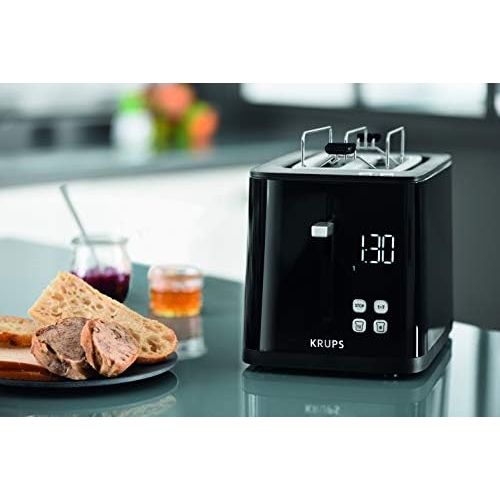  [아마존베스트]Krups KH6418 Smartn Light Toaster, Two Slice Toaster, Digital Display, 7 Browning Levels, Removable Crumb Drawer, Countdown, Lifting Device, Black