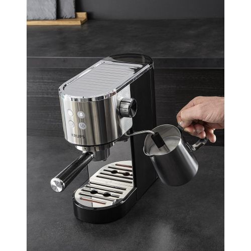  Krups Virtuoso XP442C Filter Machine, Cup Warmer, Intuitive Control Panel, Automatic Shut Off, Hot Water Function, Black/Stainless Steel