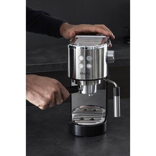  Krups Virtuoso XP442C Filter Machine, Cup Warmer, Intuitive Control Panel, Automatic Shut Off, Hot Water Function, Black/Stainless Steel