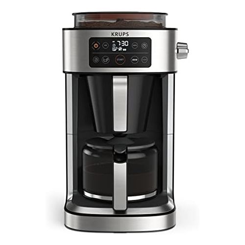  Krups KM760D Aroma Partner Filter Coffee Machine | Removable Airtight Coffee Storage Box | Precise Coffee Portion with Dosing Lever | for 2 10 Cups | 1.25 Litre Capacity | Black/Si