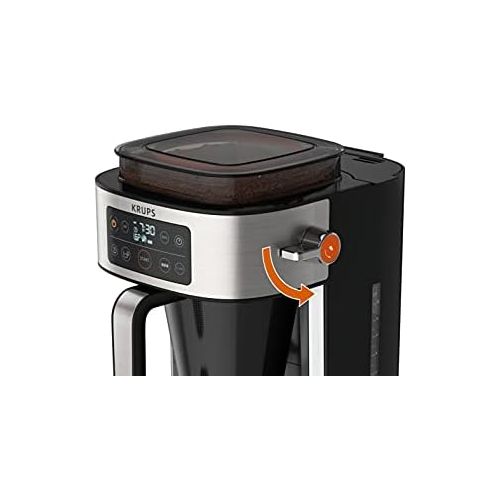  Krups KM760D Aroma Partner Filter Coffee Machine | Removable Airtight Coffee Storage Box | Precise Coffee Portion with Dosing Lever | for 2 10 Cups | 1.25 Litre Capacity | Black/Si