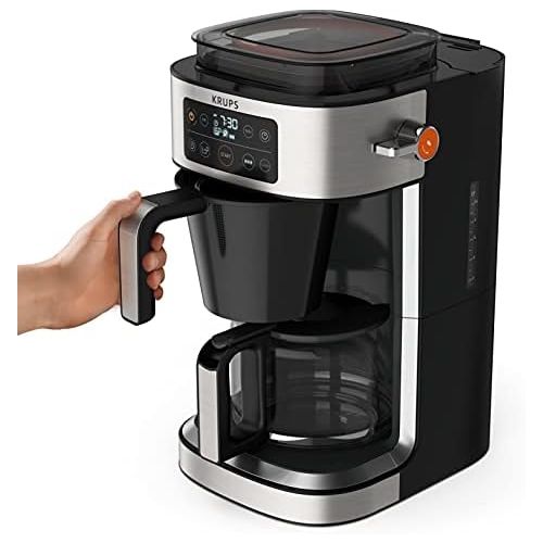  Krups KM760D Aroma Partner Filter Coffee Machine | Removable Airtight Coffee Storage Box | Precise Coffee Portion with Dosing Lever | for 2 10 Cups | 1.25 Litre Capacity | Black/Si