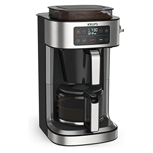  Krups KM760D Aroma Partner Filter Coffee Machine | Removable Airtight Coffee Storage Box | Precise Coffee Portion with Dosing Lever | for 2 10 Cups | 1.25 Litre Capacity | Black/Si