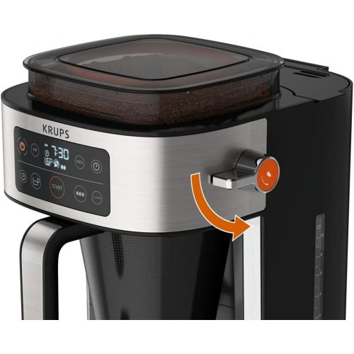  Krups KM760D Aroma Partner Filter Coffee Machine | Removable Airtight Coffee Storage Box | Precise Coffee Portion with Dosing Lever | for 2 10 Cups | 1.25 Litre Capacity | Black/Si