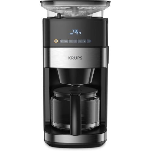  Krups KM8328 Grind Aroma Filter Coffee Machine with Grinder, 180 g Bean Container, 1.25 L Capacity for 15 Cups of Coffee, Auto Off Function, 3 Grinding Levels, 24 Hour Timer, Black