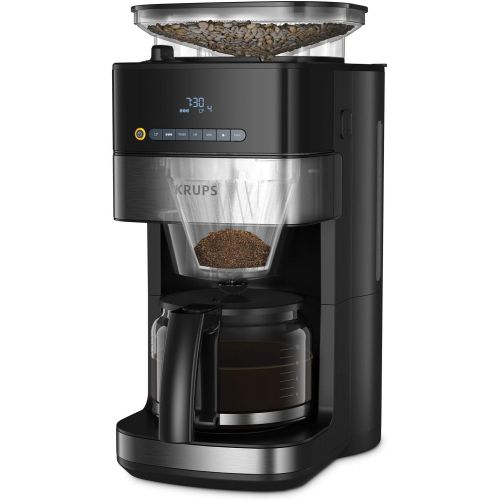  Krups KM8328 Grind Aroma Filter Coffee Machine with Grinder, 180 g Bean Container, 1.25 L Capacity for 15 Cups of Coffee, Auto Off Function, 3 Grinding Levels, 24 Hour Timer, Black