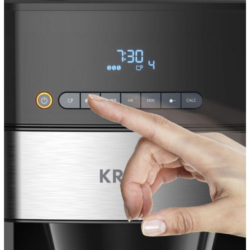  Krups KM8328 Grind Aroma Filter Coffee Machine with Grinder, 180 g Bean Container, 1.25 L Capacity for 15 Cups of Coffee, Auto Off Function, 3 Grinding Levels, 24 Hour Timer, Black