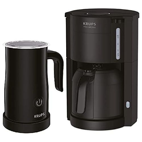  Krups KM3038 5 Filter Coffee Machine with Thermal Jug + Electric Milk Frother 150 ml, Coffee Machine for 10 15 Cups Coffee, Thermos Flask with 1 Litre Capacity, Up to 4 Hours Hot