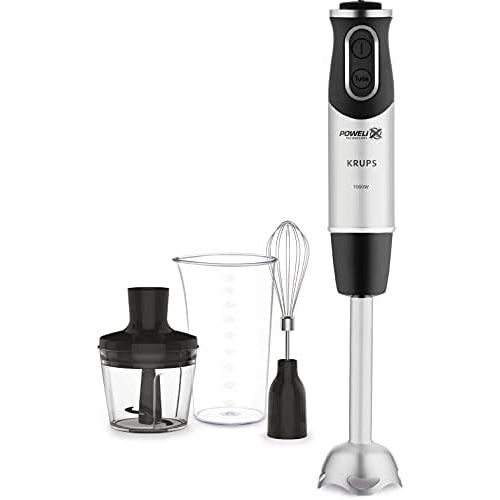  Krups HZ656815 Steffen Henssler Special Edition Hand Blender (1000 Watt, Speed Settings: 20, Including: Measuring Cup, Whisk, Crusher, Black/Silver