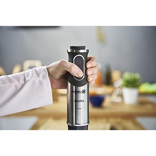  Krups HZ656815 Steffen Henssler Special Edition Hand Blender (1000 Watt, Speed Settings: 20, Including: Measuring Cup, Whisk, Crusher, Black/Silver