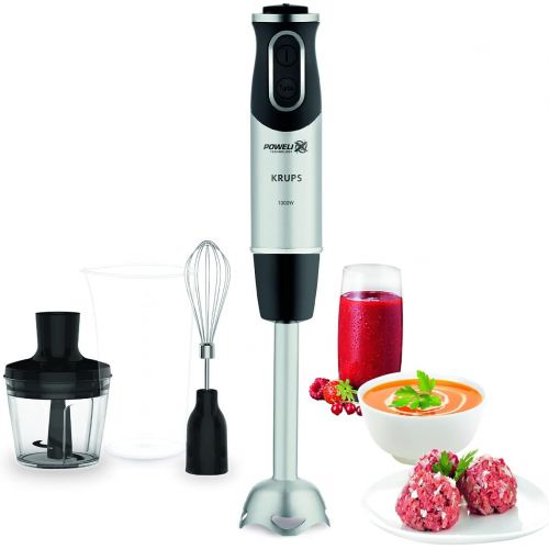  Krups HZ656815 Steffen Henssler Special Edition Hand Blender (1000 Watt, Speed Settings: 20, Including: Measuring Cup, Whisk, Crusher, Black/Silver