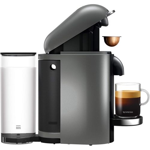  Krups Nespresso XN902T Vertuo Plus inklusive Aeroccino Milchaufschaumer (automatische Kapselerkennung, 1,1 l wassertank, 5 Tassengroessen) titanium