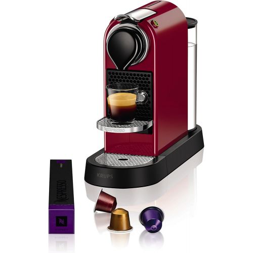  Krups Nespresso XN7405 Kapselmaschine New CitiZ, Thermoblock-Heizsystem, 1 L Wasserbehalter, 19 Bar, cherry-rot