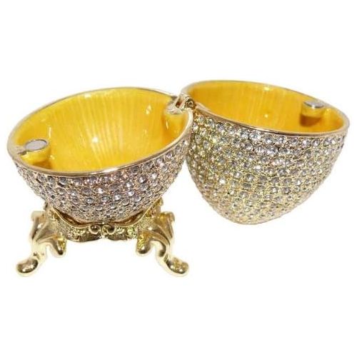  Krustallos Faberge Style Egg Box 24k Gold Plated Swarovski Crystal Russian Figurine Trinket Jewelry Ring Holder Box