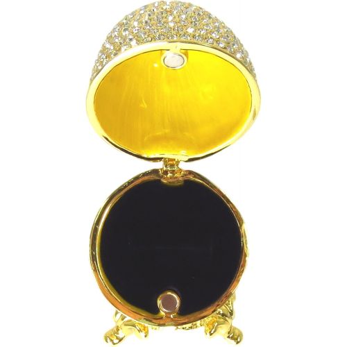  Krustallos Faberge Style Egg Box 24k Gold Plated Swarovski Crystal Russian Figurine Trinket Jewelry Ring Holder Box