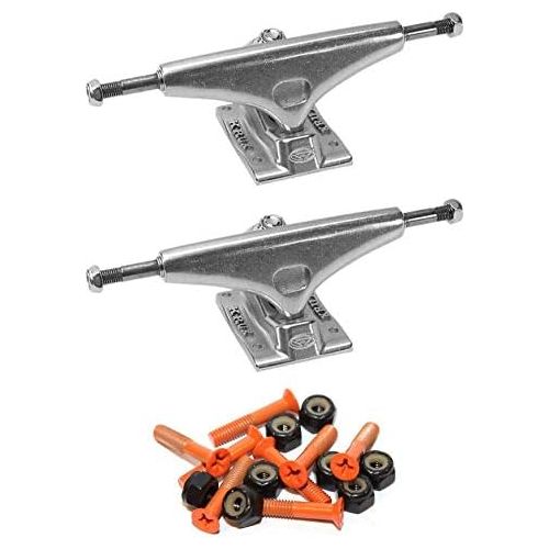  Krux Trucks Standard Silver Polished Skateboard Trucks - 5.0 Hanger 7.6 Axle with 1 Agent Orange Hardware - Bundle of 2 Items