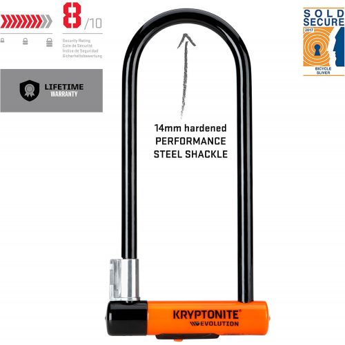  Kryptonite Evolution Series-4 LS Heavy Duty Bicycle U Lock Bike Lock with Transit FlexFrame Bracket (4-Inch x 11.5-Inch)