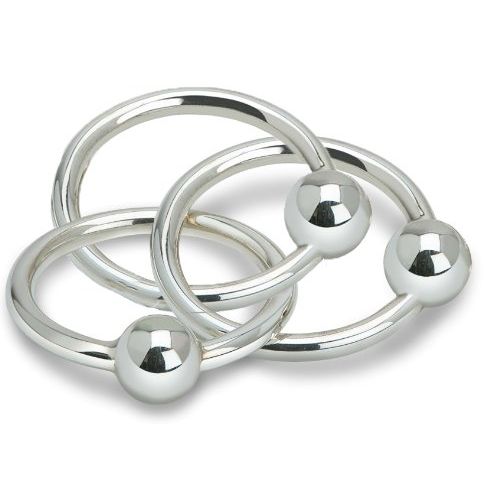  Krysaliis Sterling Silver Baby Teether and Rattle, Three Ring