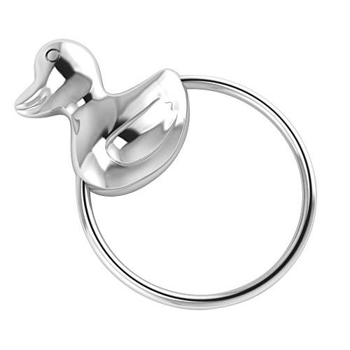  Krysaliis Sterling Silver Baby Rattle, Duck Ring