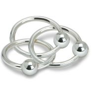 Krysaliis Sterling Silver Baby Teether and Rattle, Three Ring