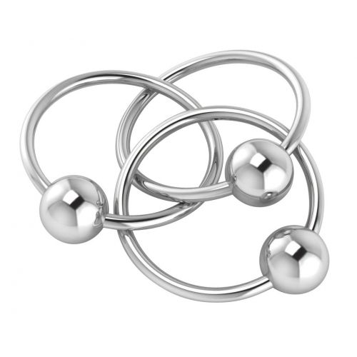  Krysaliis Sterling Silver Baby Teether and Rattle, Three Ring