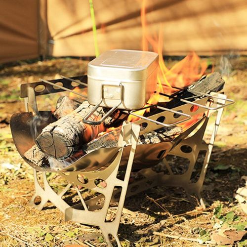 Ksruee Portable Camping Grill, Stainless Steel Folding BBQ Kabab Grill Hibachi Grill Outdoor Firewood Stove for Backpacking Hiking Travel Picnic BBQ