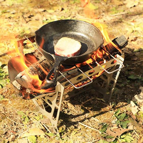  Ksruee Portable Camping Grill, Stainless Steel Folding BBQ Kabab Grill Hibachi Grill Outdoor Firewood Stove for Backpacking Hiking Travel Picnic BBQ