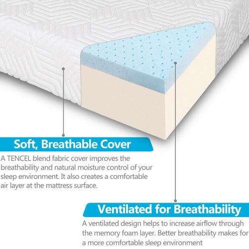  Ktaxon New 10 Inch Queen Traditional Firm GEL Memory Foam Mattress Bed with 2 Pillows