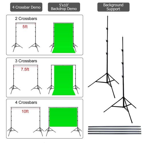  Ktaxon 10ft Adjustable Background Support Stand Photography Video Backdrop Kit Black