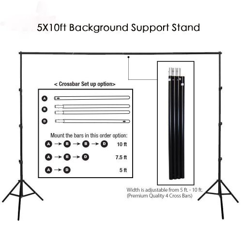 제네릭 Generic Ktaxon Background Support Stand Photo Backdrop Crossbar Kit Lighting Studio Tri pod Set