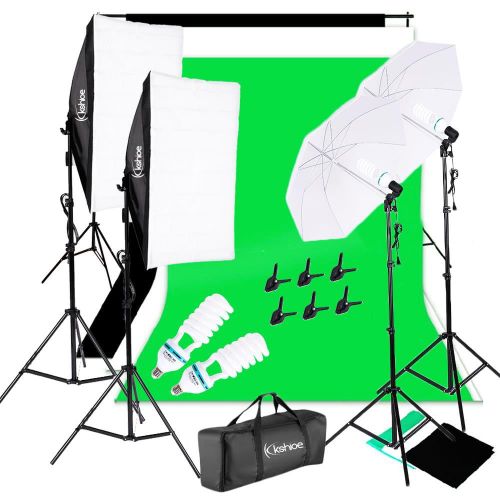  Ktaxon Photography Studio Lighting Kit with Photo Background Muslin ,Umbrella Reflector, Softbox, Light Bulbs and Photo Studio Bundle