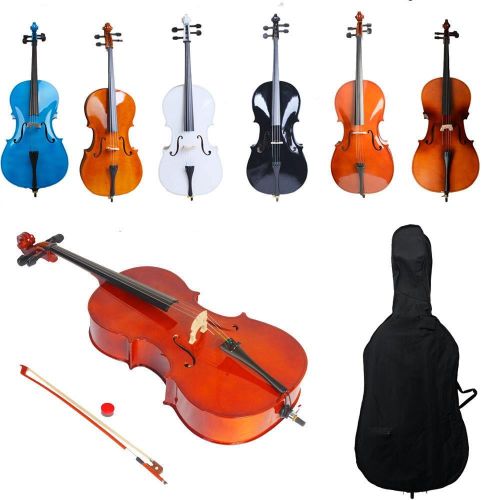  Ktaxon Beginner Cello 44 Full Size BassWood + Bag + Bow + Rosin + Bridge Natural Color