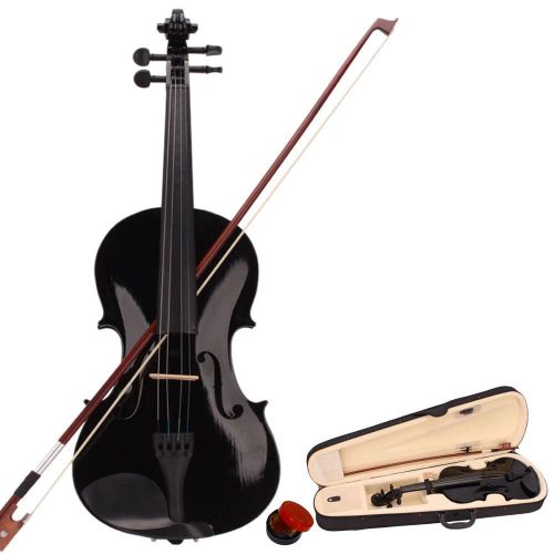  Ktaxon 44 Black Acoustic Violin Fiddle with Hard Case, Bow, Rosin Full Size for beginning