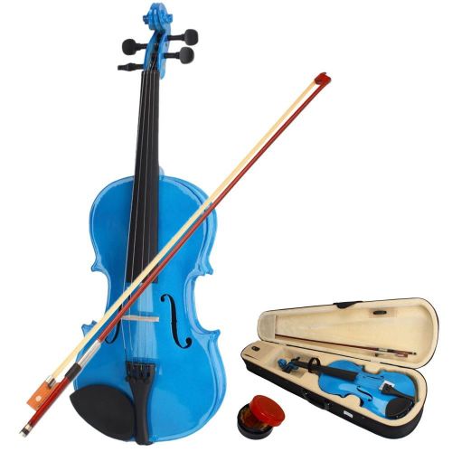  Ktaxon 44 Dark Blue Acoustic Violin Fiddle with Hard Case, Bow, Rosin Full Size for beginning