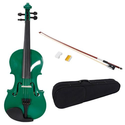  Ktaxon 44 Green Acoustic Violin Fiddle with Hard Case, Bow, Rosin Full Size for beginning