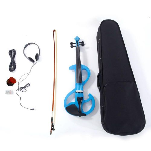  Ktaxon Blue 8 Pattern Electroacoustic Violin - Full Size +Case + Bow + Rosin