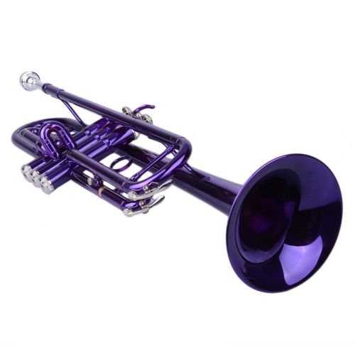  Ktaxon New Bb Beginner School Band Trumpet with Mouthpiece Case Blue Green Purple