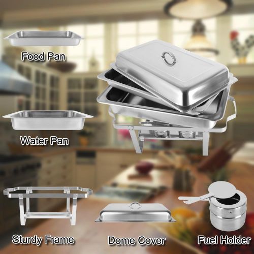  Ktaxon 8 Quart 2Pcs Chafing Dish Buffet Catering, Stainless Steel Rectangle Buffet Chafer Furnace