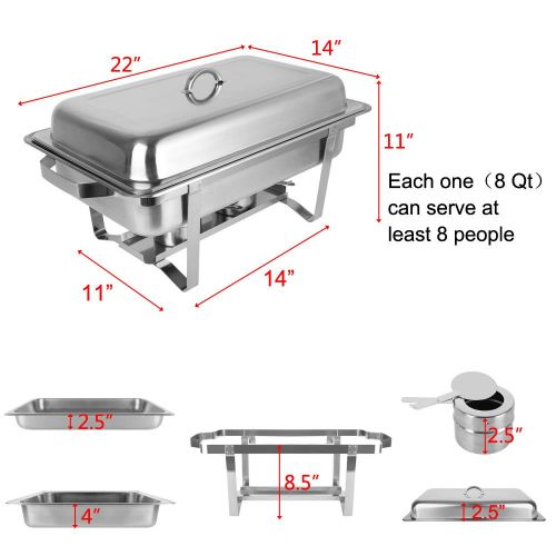  Ktaxon 8 Quart 2Pcs Chafing Dish Buffet Catering, Stainless Steel Rectangle Buffet Chafer Furnace