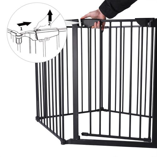  Ktaxon Upgraded Installed Fireplace Safety Fence Baby GateFence BBQ Pet Metal Fire Gate Baby Play Yard with Door 5 Panels Safety Gate for PetToddlerDogCat