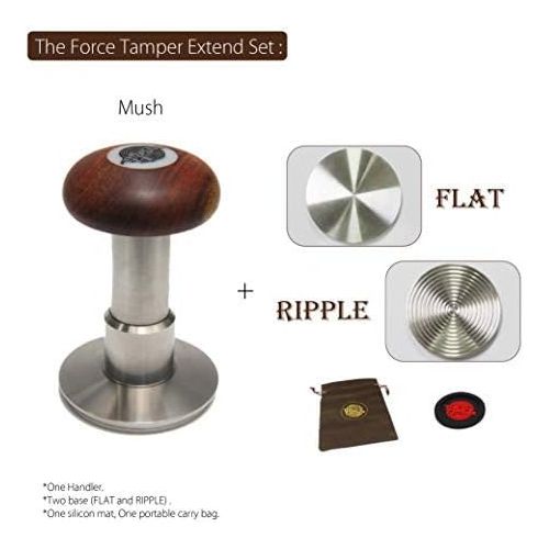  KuGuo The Force Tamper-Espresso Coffee Tamper Coffee Press Tool Food Grade Stainless Steel Base Extend Set (Mush, 53.00mm)