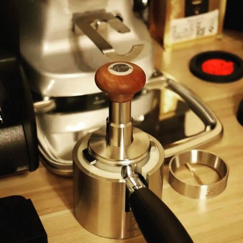  KuGuo The Force Tamper Automatic Impact Coffee Tamper Adjustable Const Pressure and Autoleveling Standard Set Pro (Mush, 58.50mm), Wood