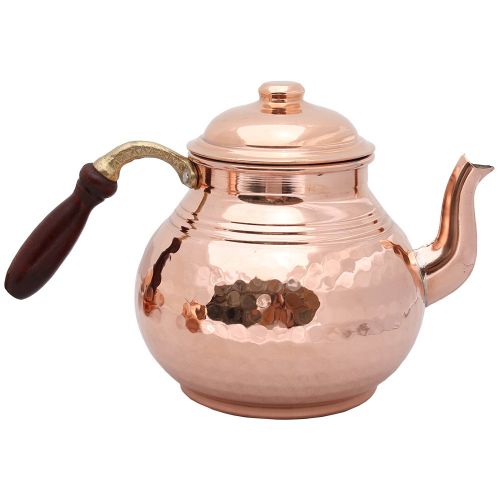  KuVav Cups Set of 2 Copper Teapots with Lids and Wood Handle, Teapot Warmer, Copper Heater, Copper Teapots, Hammered Copper Tea Pot, Turkish Tea, Copper Pot, Samovar