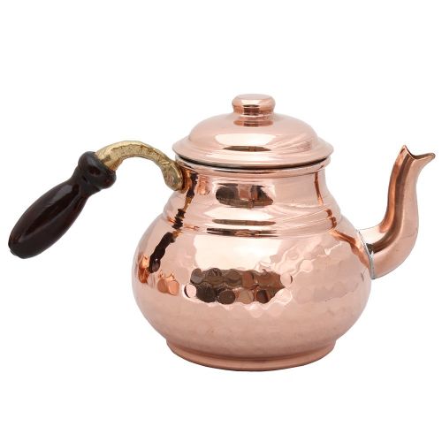  KuVav Cups Set of 2 Copper Teapots with Lids and Wood Handle, Teapot Warmer, Copper Heater, Copper Teapots, Hammered Copper Tea Pot, Turkish Tea, Copper Pot, Samovar