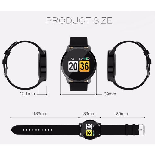  KuWFi Smart-Armband, 2,4 cm (0,95 Zoll) OLED, IP67 wasserdicht, unterstuetzt Herzfrequenzmessung, Bluetooth, Smartwatch fuer Apple, Huawei, iOS, Android