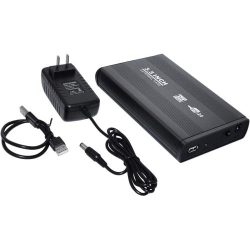  KuWFi 3.5 inch HDD External Case USB 3.0/USB 2.0 to SATA External 3.5 Hard Drive Enclosure Disk for 3.5 SATA HDD External Storage Box with Aluminum Case (USB2.0-Black)